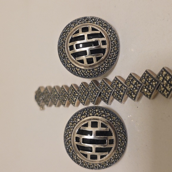 🔥Marcasite Sterling Silver Bracelet and Earring Bundle - Picture 14 of 14